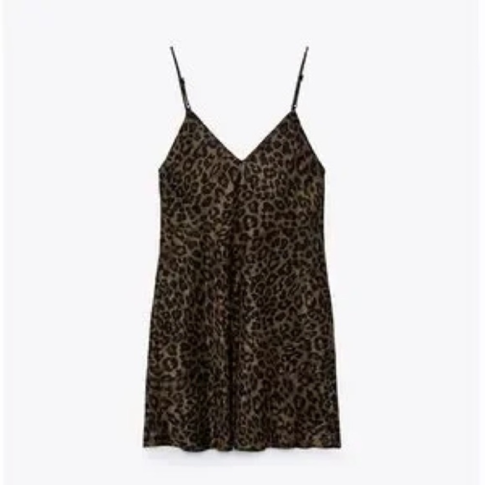 Zara Animal Print Satin Dress